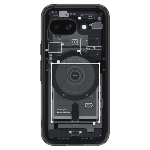 Google Pixel 9a umbris silikoonist ja plastikust Spigen Ultra Hybrid Zero One MagSafe must 1