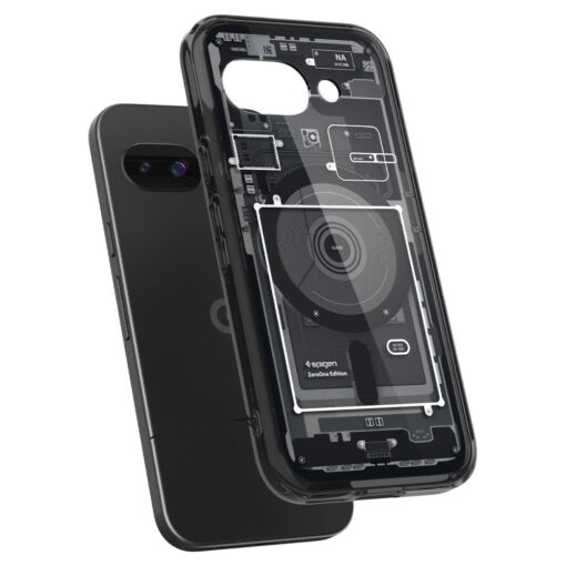 Google Pixel 9a umbris silikoonist ja plastikust Spigen Ultra Hybrid Zero One MagSafe must 3