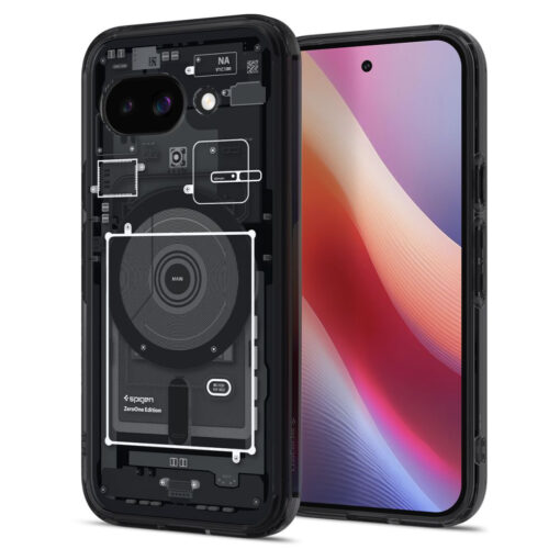 Google Pixel 9a umbris silikoonist ja plastikust Spigen Ultra Hybrid Zero One MagSafe must