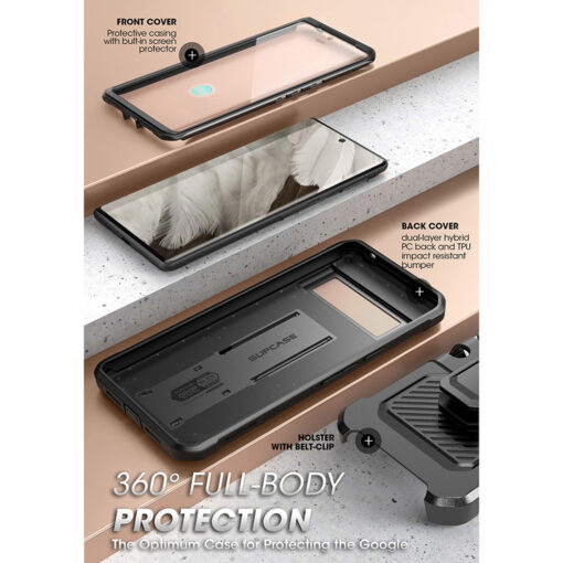 Google Pixel 9a umbris silikoonist ja plastikust Supcase Unicorn Beetle Pro must 4