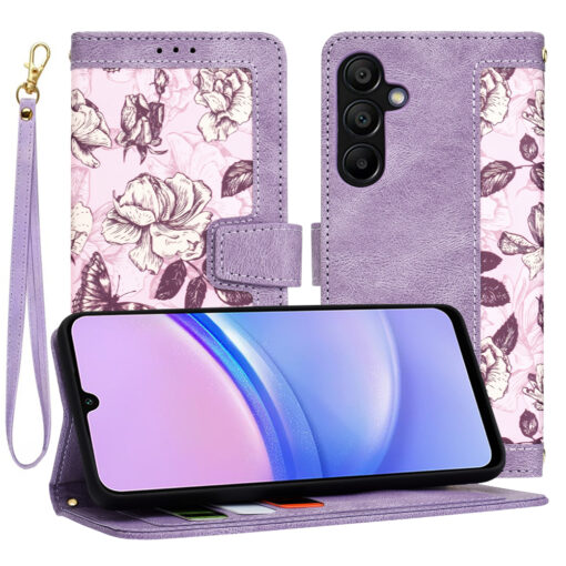 Samsung A15 kaaned kunstnahast FlipCraft mustiline lilla