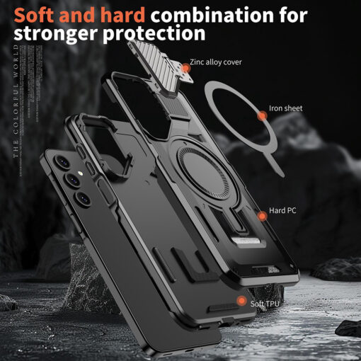 Samsung A15 umbris plastikust ja silikoonist CamVault MagSafe must 5