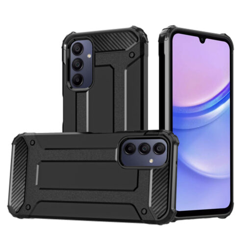 Samsung A15 umbris plastikust ja silikoonist Hybrid Armor must