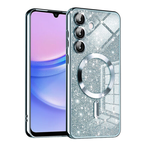 Samsung A15 umbris silikoonist MagSafe Luxury Glitter helesinine