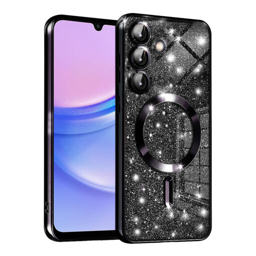 Samsung A15 umbris silikoonist MagSafe Luxury Glitter must
