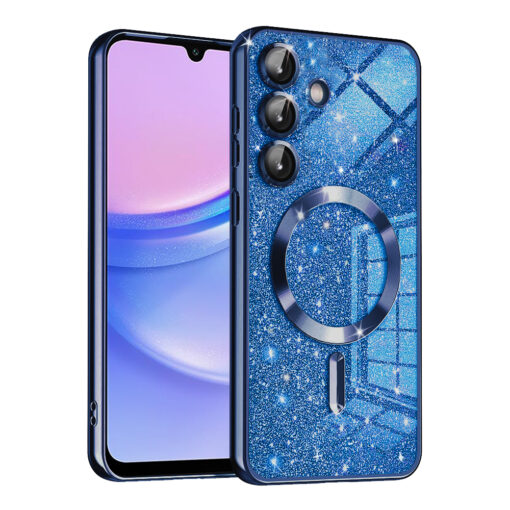 Samsung A15 umbris silikoonist MagSafe Luxury Glitter tumesinine