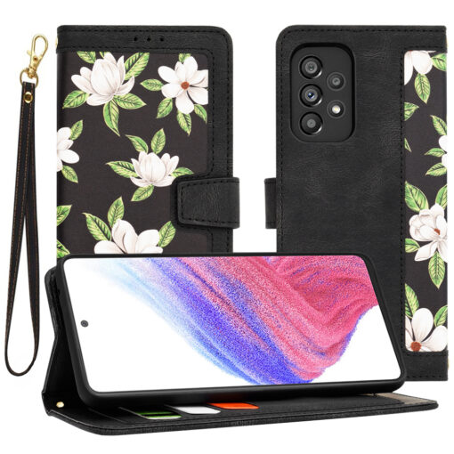 Samsung A53 kaaned kunstnahast FlipCraft Flowers of the Dawn