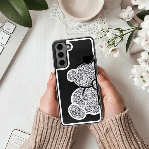 Samsung A53 umbris TEDDY plastikust taguse ja silikoonist servadega hobedane 4