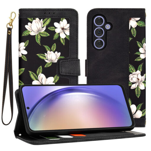 Samsung A54 kaaned kunstnahast FlipCraft Flowers of the Dawn