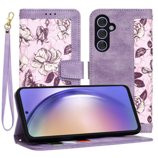 Samsung A54 kaaned kunstnahast FlipCraft mustiline lilla