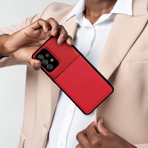 Samsung A54 umbris silikoonist servade ja tekstiilist tagusega NOBLE punane 2