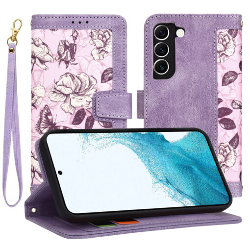 Samsung S22 kaaned kunstnahast FlipCraft mustiline lilla