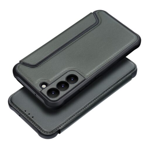 Samsung S22 kaaned kunstnahast RAZOR Book tume roheline 1