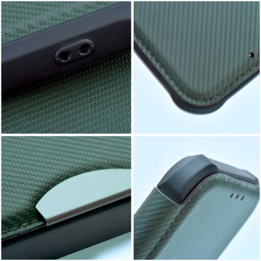 Samsung S22 kaaned kunstnahast RAZOR Book tume roheline 4
