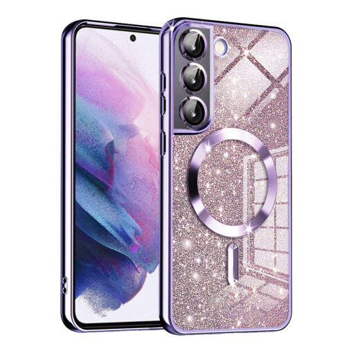 Samsung S22 umbris silikoonist MagSafe Luxury Glitter helelilla