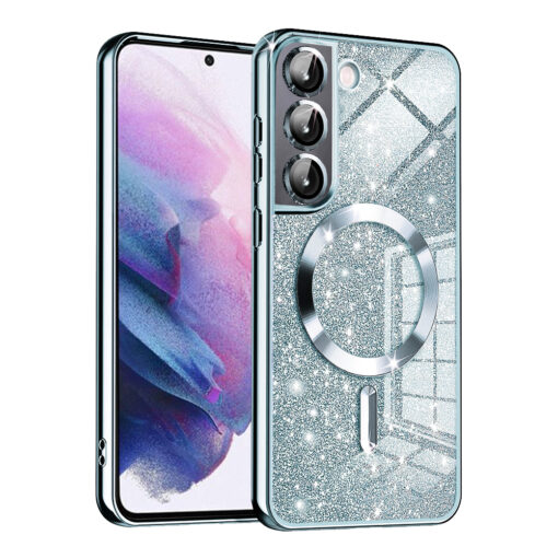 Samsung S22 umbris silikoonist MagSafe Luxury Glitter helesinine