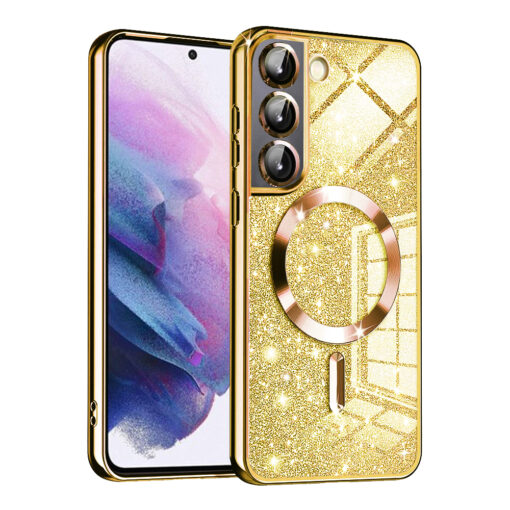 Samsung S22 umbris silikoonist MagSafe Luxury Glitter kuldne