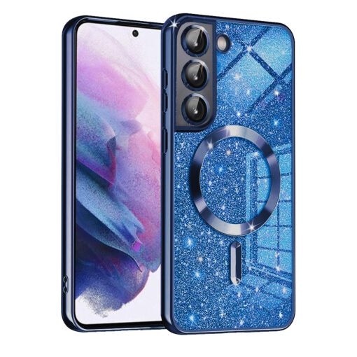 Samsung S22 umbris silikoonist MagSafe Luxury Glitter tumesinine