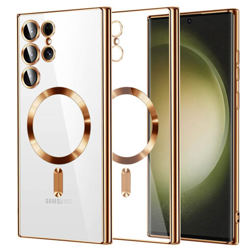 Samsung S23 Ultra umbris silikoonist MagSafe Luxury Crystal kuldne