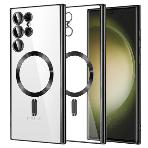 Samsung S23 Ultra umbris silikoonist MagSafe Luxury Crystal must