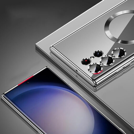 Samsung S23 Ultra umbris silikoonist MagSafe Luxury Crystal punane 2
