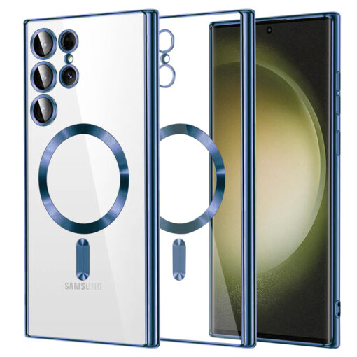 Samsung S23 Ultra umbris silikoonist MagSafe Luxury Crystal tumesinine