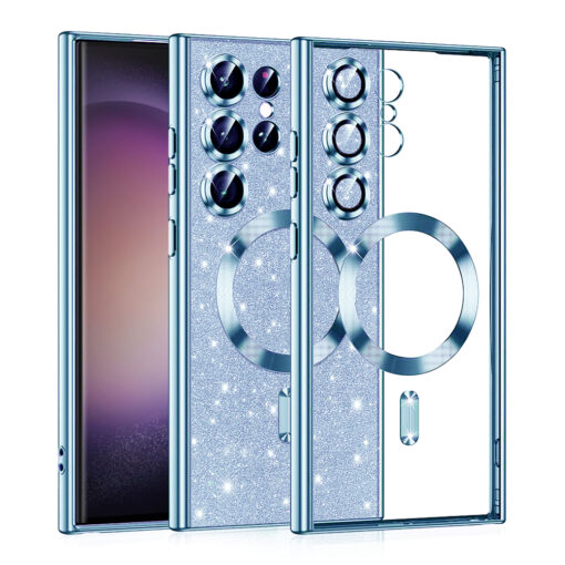 Samsung S23 Ultra umbris silikoonist MagSafe Luxury Glitter helesinine