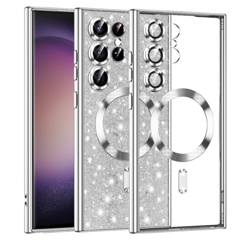 Samsung S23 Ultra umbris silikoonist MagSafe Luxury Glitter hobedane