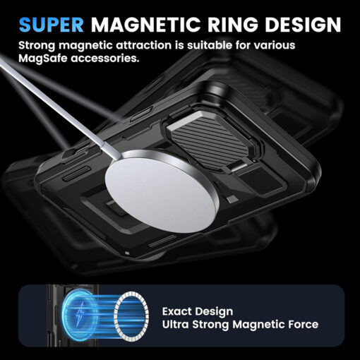 iPhone 13 14 16e umbris plastikust ja silikoonist CamVault MagSafe must 1