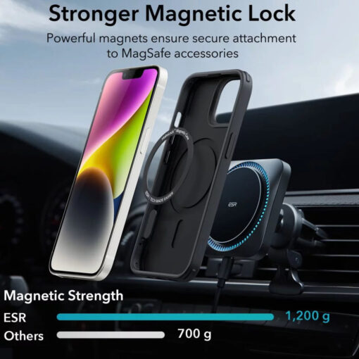 iPhone 13 14 umbris plastikust ja silikoonist MagSafe ESR Classic Hybrid HaloLock must 2