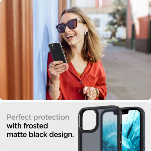 iPhone 13 Spigen Ultra Hybrid silikoonist umbris matt jaine must 10