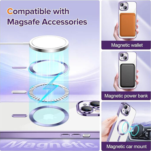 iPhone 13 umbris silikoonist MagSafe Luxury Crystal helelilla 4