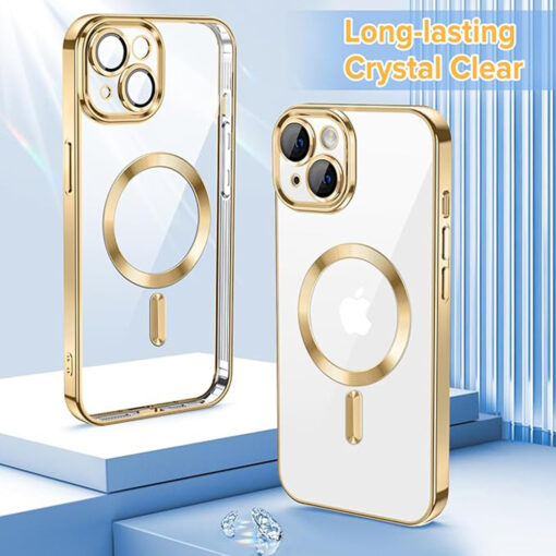 iPhone 13 umbris silikoonist MagSafe Luxury Crystal kuldne 1