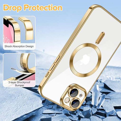 iPhone 13 umbris silikoonist MagSafe Luxury Crystal kuldne 2