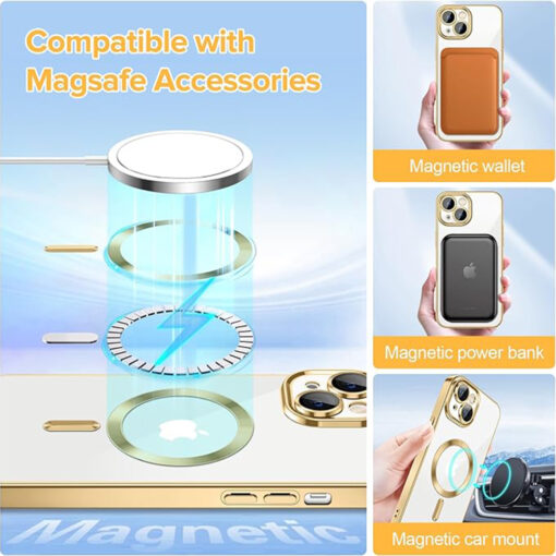 iPhone 13 umbris silikoonist MagSafe Luxury Crystal kuldne 4