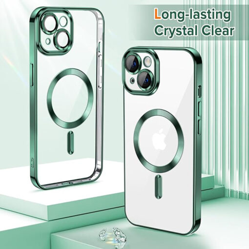 iPhone 13 umbris silikoonist MagSafe Luxury Crystal tume roheline 1