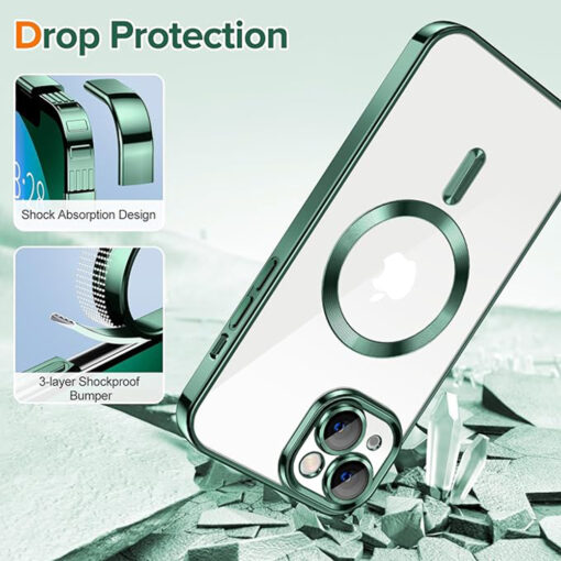 iPhone 13 umbris silikoonist MagSafe Luxury Crystal tume roheline 2