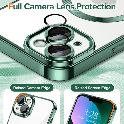 iPhone 13 umbris silikoonist MagSafe Luxury Crystal tume roheline 3