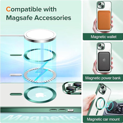 iPhone 13 umbris silikoonist MagSafe Luxury Crystal tume roheline 4