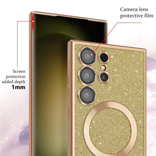 iPhone 13 umbris silikoonist MagSafe Luxury Glitter punane 1