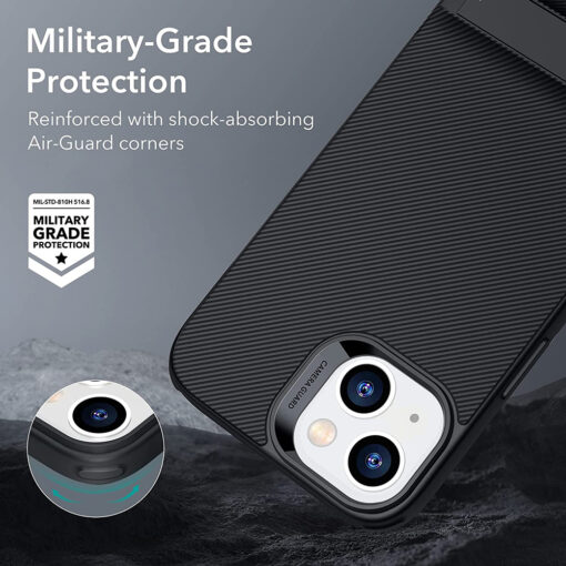 iPhone 14 13 umbris plastikust ja silikoonist ESR Air Shield Boost Kickstand poollabipaistev must 4