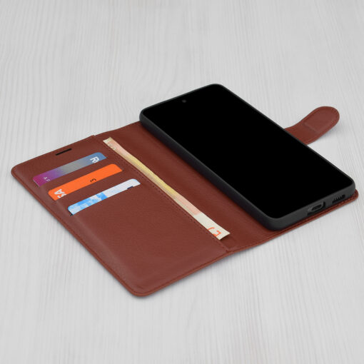 iPhone 14 kaaned kunstnahast Leather Folio pruun 2