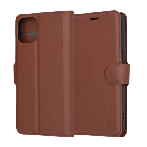 iPhone 14 kaaned kunstnahast Leather Folio pruun