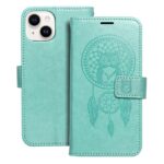 iPhone-14-kaaned-kunstnahast-MEZZO-Book-dreamcatcher-roheline