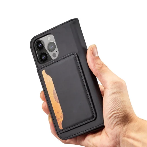 iPhone 14 kaaned kunstnahast Magnet Card Case must 8