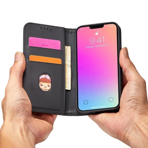 iPhone 14 kaaned kunstnahast Magnet Card Case must 9