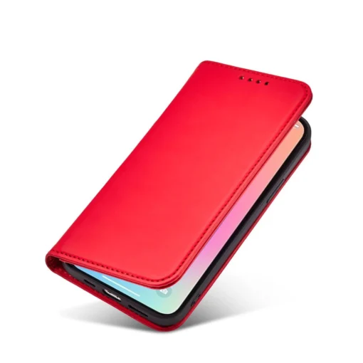 iPhone 14 kaaned kunstnahast Magnet Card Case punane 11