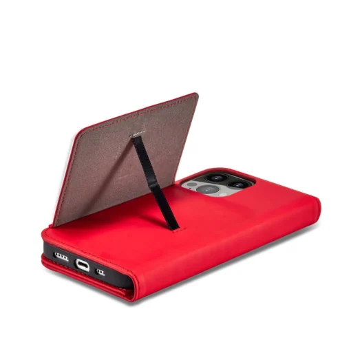 iPhone 14 kaaned kunstnahast Magnet Card Case punane 8