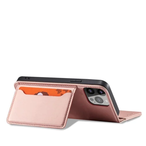 iPhone 14 kaaned kunstnahast Magnet Card Case roosa 2