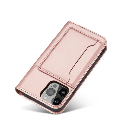 iPhone 14 kaaned kunstnahast Magnet Card Case roosa 8